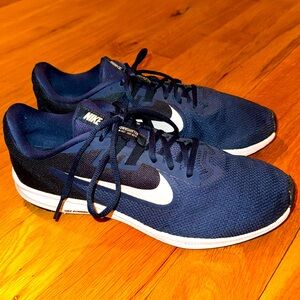 Nike men’s sneakers running downshifter 12 13 navy blue black shoes 9 gray road